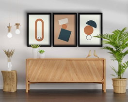Wallity Cuadro Decorativo Enmarcado MDF 3 Piezas 38 x 53 cm